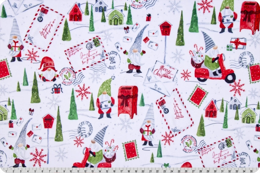 Minky - Gnome Express Digital Cuddle Scarlet From Shannon Fabrics - 60" Wide