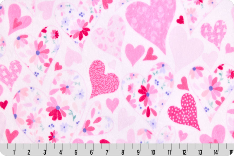 Minky - Heart Garden Digital Cuddle Hot Pink From Shannon Fabrics - 60" Wide