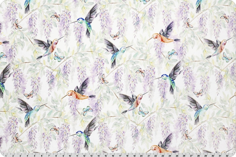 Minky - Hummingbird Digital Cuddle Multi From Shannon Fabrics - 60" Wide