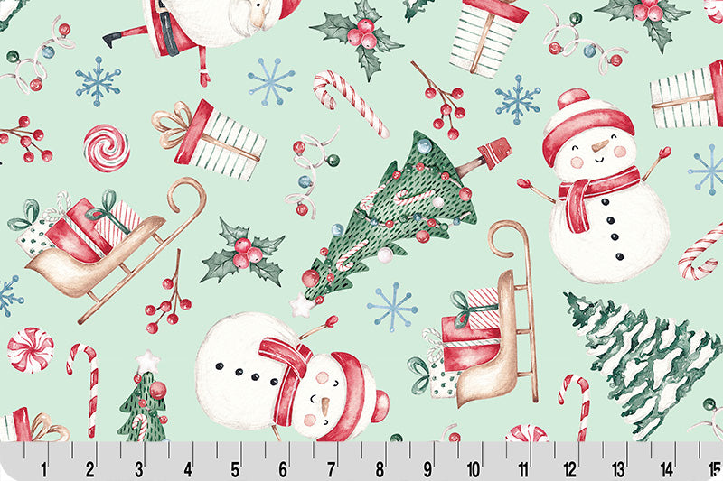 Minky - Jolly Santa Digital Cuddle Juniper From Shannon Fabrics - 60" Wide