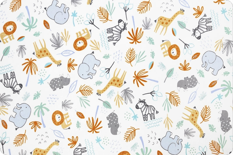 Minky - Jungle Friends Digital Cuddle Dusty Blue From Shannon Fabrics - 60" Wide
