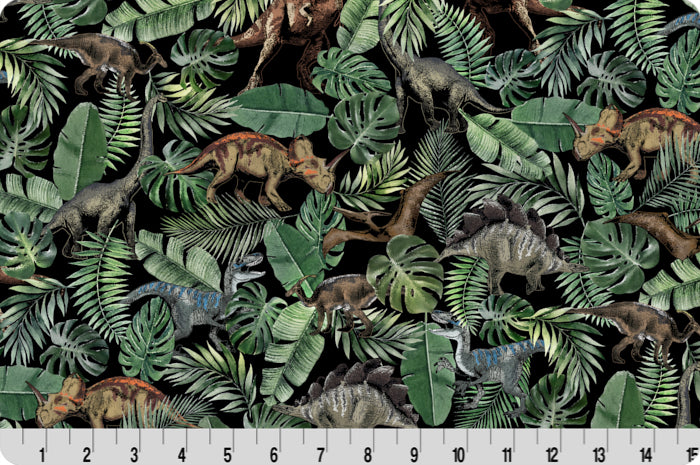 Minky - Jurassic King Digital Cuddle Black From Shannon Fabrics - 60" Wide