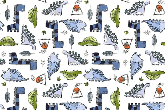 Minky - Jurassic Digital Cuddle Snow From Shannon Fabrics