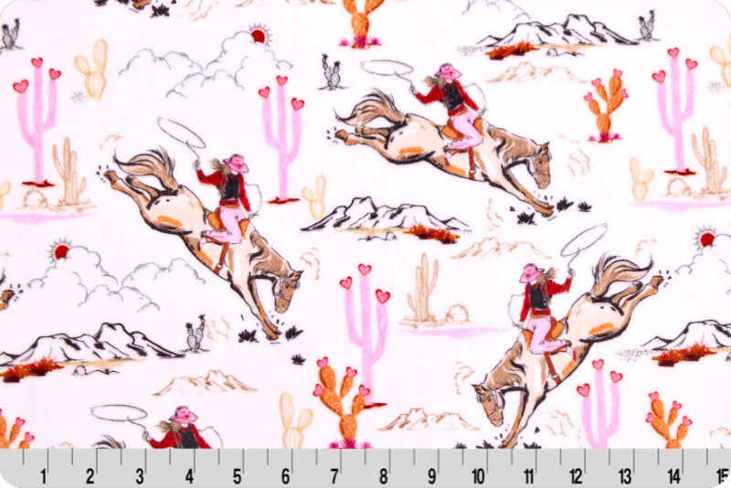 Minky - Lasso Ladies Digital Cuddle Pearl From Shannon Fabrics - 60" Wide