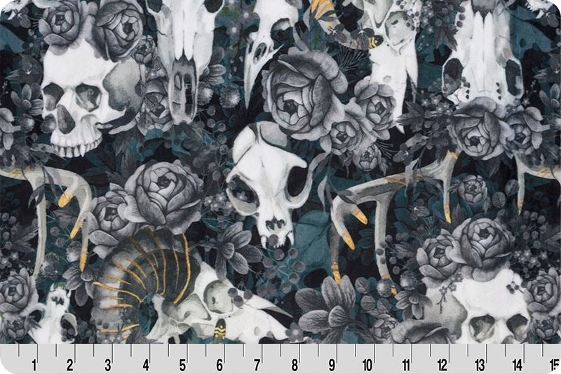 Minky - Memento Mori Digital Cuddle Gray From Shannon Fabrics - 60" Wide