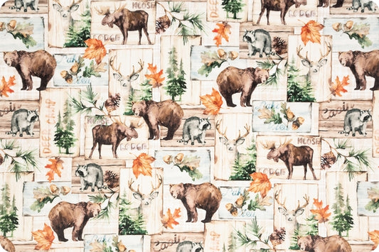 Minky - Moose Lodge Digital Cuddle Natural From Shannon Fabrics