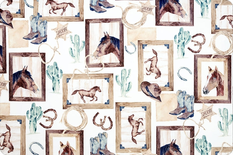 Minky - Old West Digital Cuddle Natural From Shannon Fabrics - 60" Wide