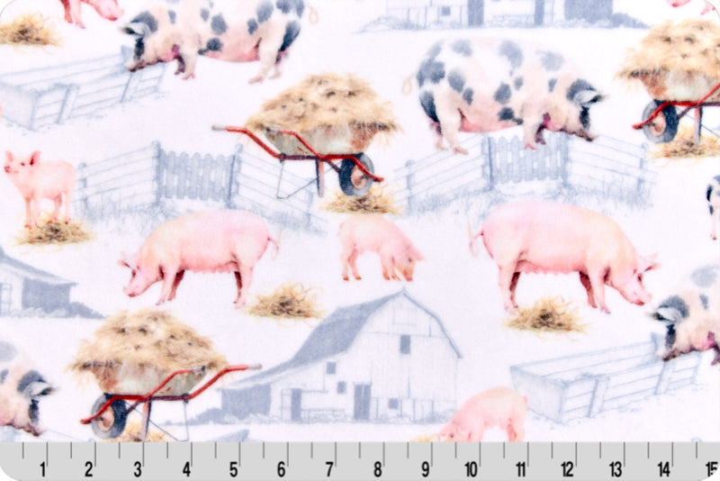 Minky - Pig Pen Digital Cuddle Multi From Shannon Fabrics - 60" Wide