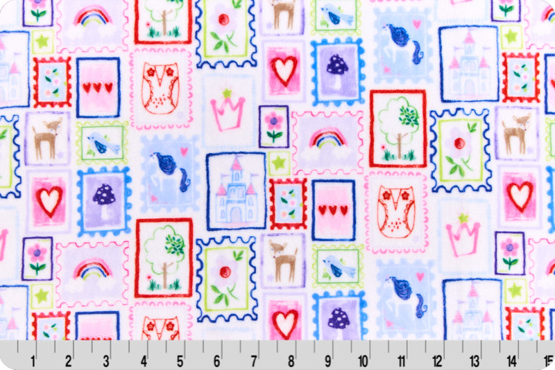 Minky - DISCONTINUED- Princess Post Digital Cuddle Multi From Shannon Fabrics - 60" Wide