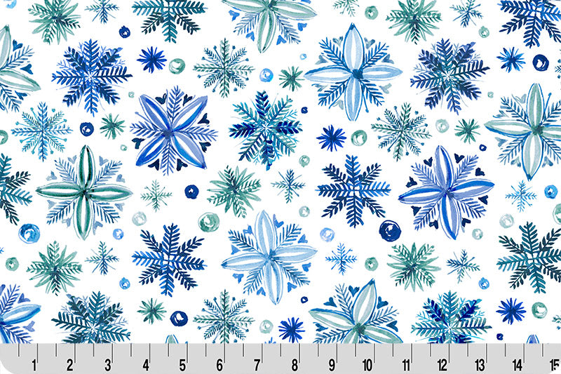 Minky - Snowy Sparkle Digital Cuddle Blue From Shannon Fabrics - 60" Wide