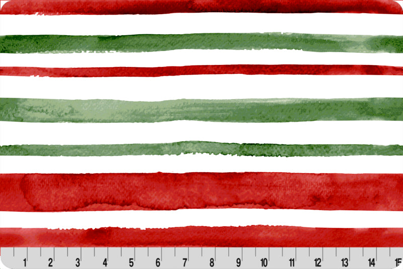 Minky - Stripe Digital Cuddle Red/Green From Shannon Fabrics - 60" Wide