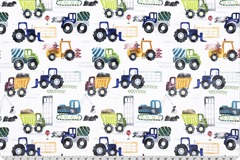 Minky - Tractor Haul Digital Cuddle Multi From Shannon Fabrics - 60" Wide