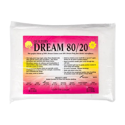 Quilter's Dream Natural 80/20 Batting - Choose Your Size - 80% Cotton 20% Polyester