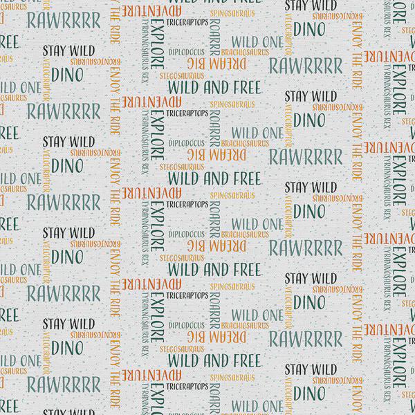Jurassic Joyrides - Dinosaur Words - Blue from the Jurassic Joyful Collection by Paintbrush Studios - 100% Cotton