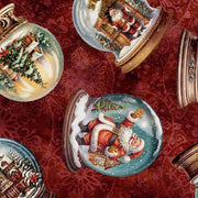 Snow Globe Toss in Brick from the Wonderful Christmastime Collection by ©Morris Creative Group for QT Fabrics - 100% Cotton