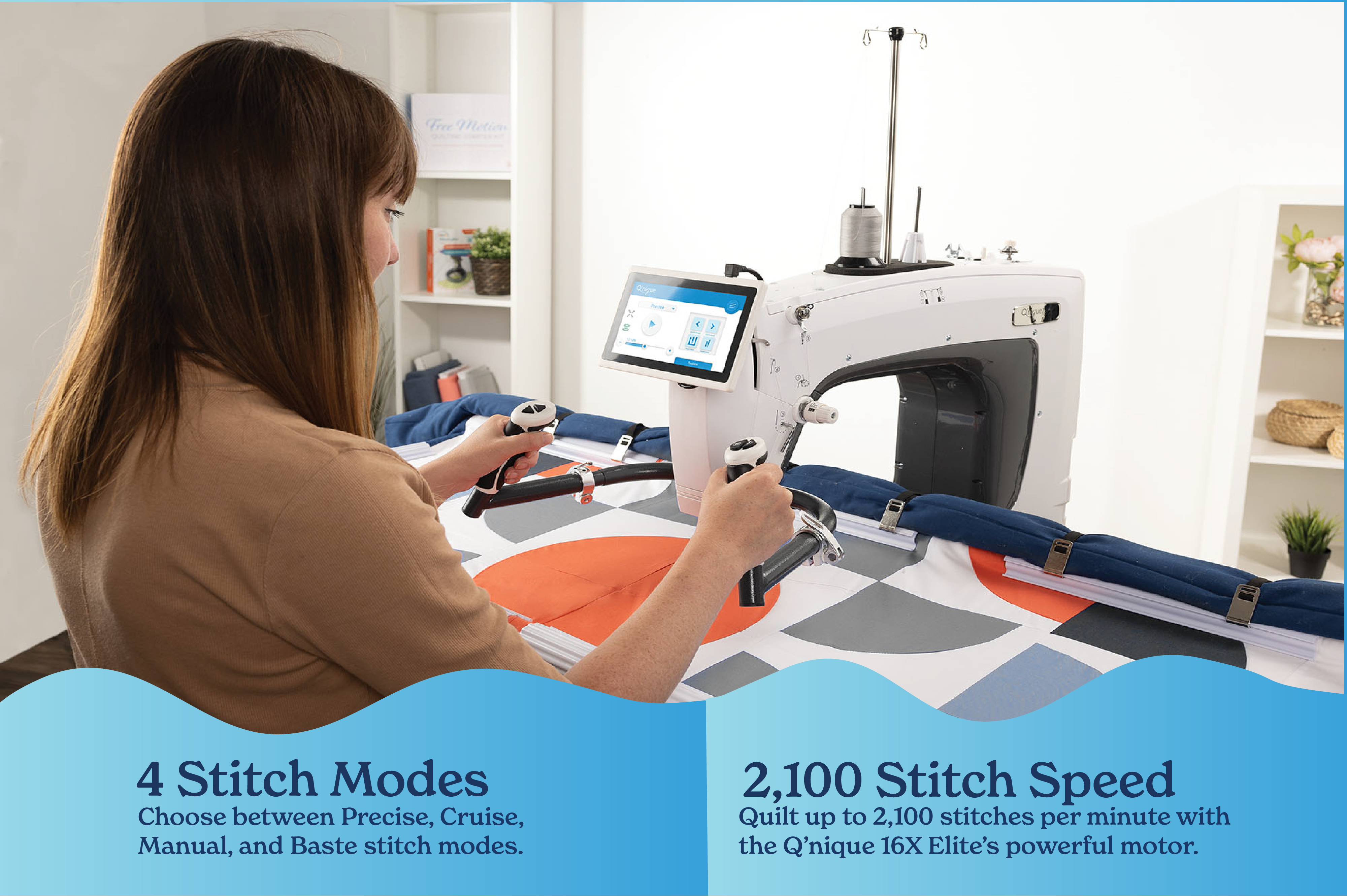 Q'nique 16X Elite Longarm Quilting Machine wtih Frame from Grace Company