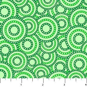 Dotted Discs in Clover from the Paddy's Parade Collection by Patrick Lose for Northcott Fabrics - 100% Cotton Fabric