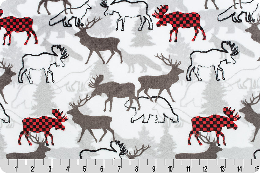 Minky - Forest Park Digital Cuddle Scarlet From Shannon Fabrics - 60" Wide