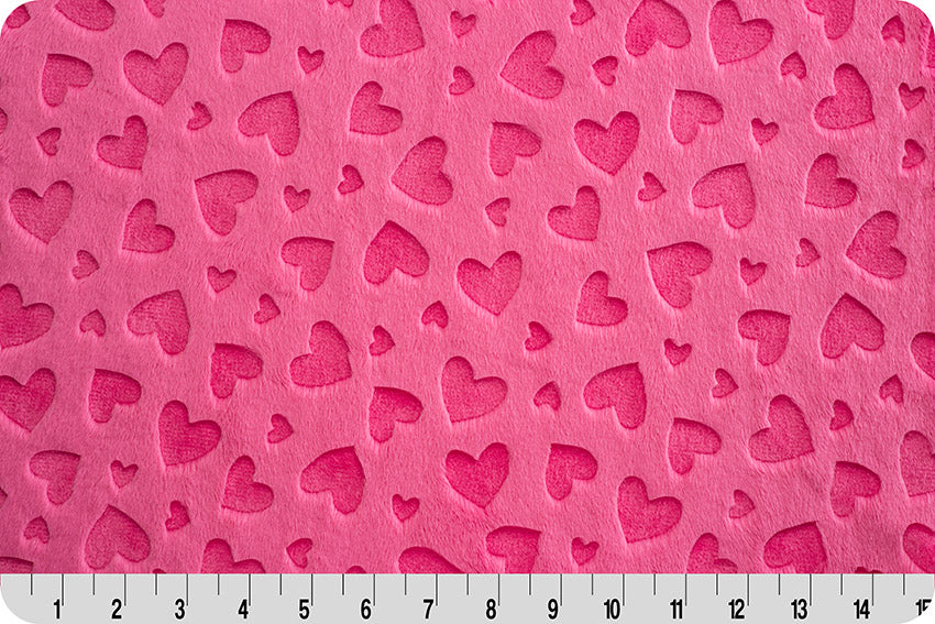 Minky - Fuchsia Embossed Hearts Cuddle from Shannon Fabrics