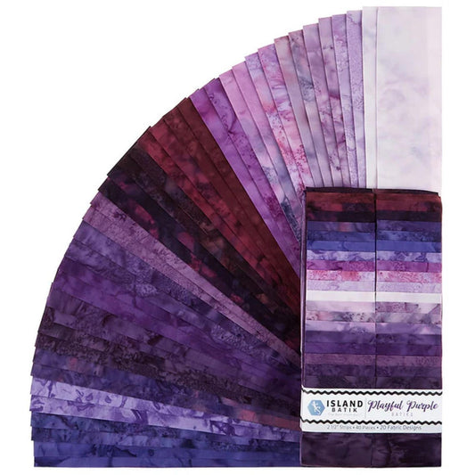 Jelly Roll - Playful Purple from Island Batiks - 40 Strips 2.5"x44"