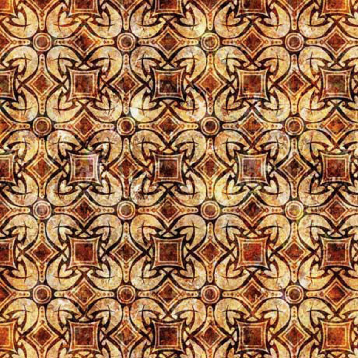 Geo Medallion in Brown from the Wizards and Warriors Collection from QT Fabrics
