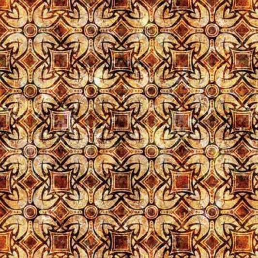 Geo Medallion in Brown from the Wizards and Warriors Collection from QT Fabrics