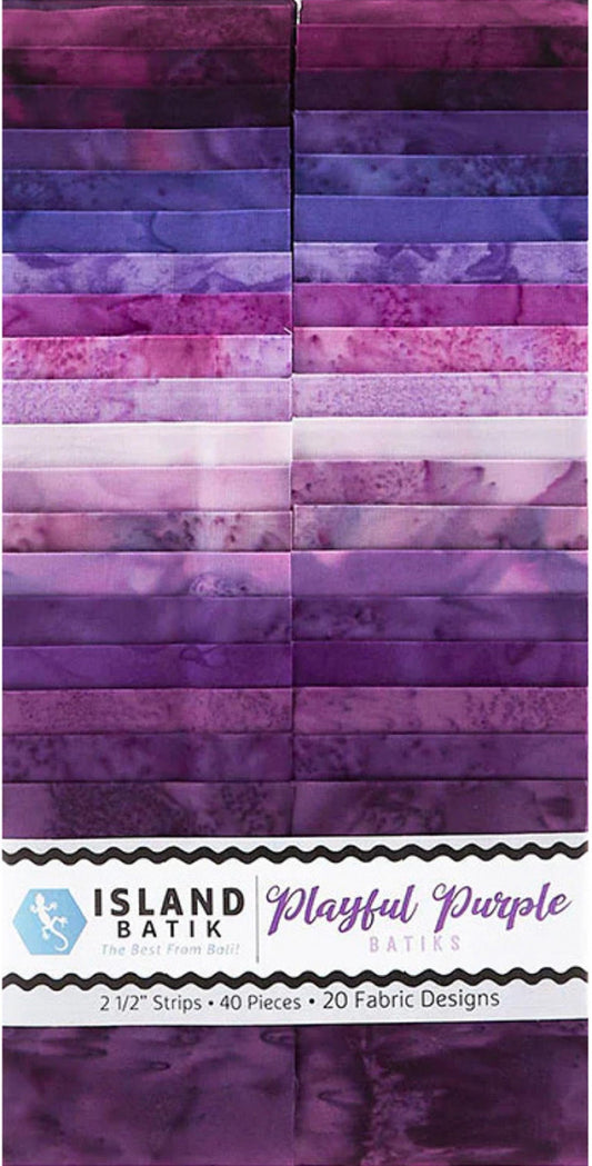 Jelly Roll - Playful Purple from Island Batiks - 40 Strips 2.5"x44"