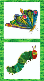 The Very Hungry Caterpillar Butterfly and Caterpillar 23.5"x44" PANEL from Andover Fabrics by Eric Carle