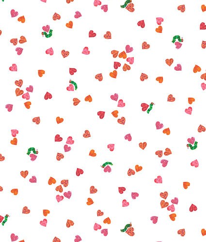 The Very Hungry Caterpillar Falling Hearts Fabrics by Eric Carle's I Love You Collection