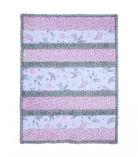 KIT - Bambino Cuddle Kit BUNNY HUNNY from Shannon Fabrics - Kit includes 5 pre-cut strips, pattern, backing, and binding (28"x37")