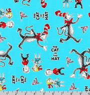 Characters on Aqua from Dr Seuss Enterprises Collection by Robert Kaufman Fabric 100% Cotton