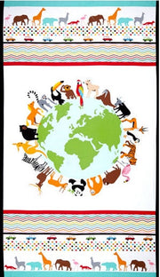 Animal Earth Panel 24"x44" from Studio E Fabric's Little Explorer Collection by Sarah Frederking 100% Cotton E4221P-46