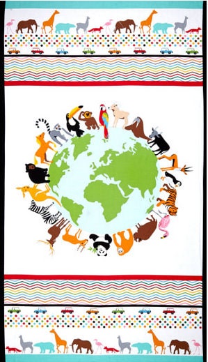 Animal Earth Panel 24"x44" from Studio E Fabric's Little Explorer Collection by Sarah Frederking 100% Cotton E4221P-46