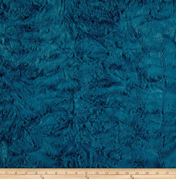 END OF BOLT (26" X 60") Mallard Teal Luxe Cuddle® Marble Furry Minky From Shannon Fabrics- 10mm pile