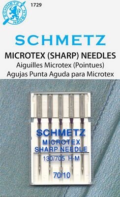 Schmetz Microtex (Sharp) NEEDLES 70/10 - 5 Needles per pack - 1729