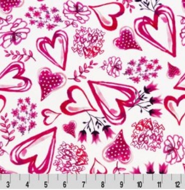 END OF BOLT 34" x 60" Minky Plush- Love Me Digital Cuddle® Fuchsia Pink Minky from Shannon Fabrics - Digital Print