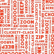 End of Bolt - 23"x44" Beep Beep Traffic Words in Red from Things That Go Collection by Clothworks- 100% Quilt Shop Cotton