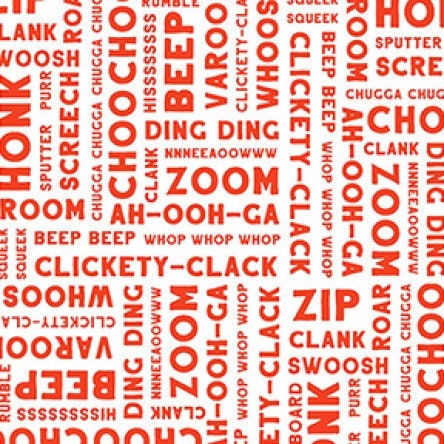 End of Bolt - 23"x44" Beep Beep Traffic Words in Red from Things That Go Collection by Clothworks- 100% Quilt Shop Cotton