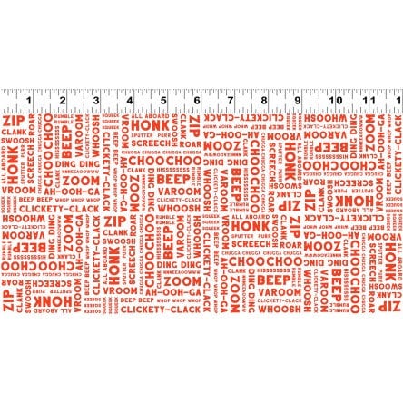 End of Bolt - 23"x44" Beep Beep Traffic Words in Red from Things That Go Collection by Clothworks- 100% Quilt Shop Cotton