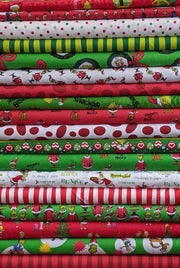 How The Grinch Stole Christmas MYSTERY Fat Quarter Bundle from Dr Seuss Fabrics by Robert Kaufman 100% Cotton- 5 Fabrics Total- See Notes