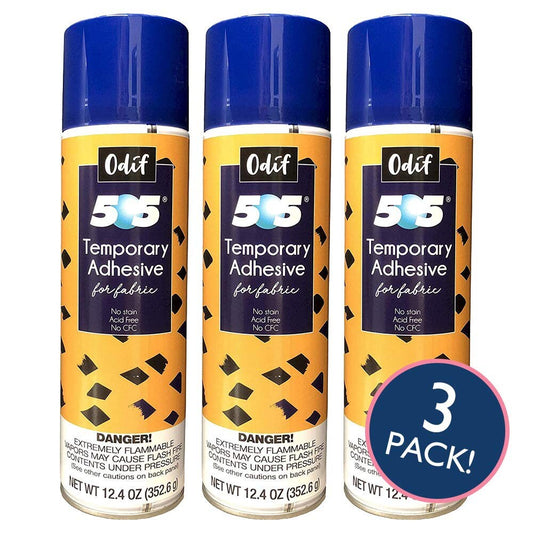 3 Pack of 505 Temporary Fabric Adhesive Spray from Odif - Large Can - 14.7 ounce- Great for Minky Strip Quilts