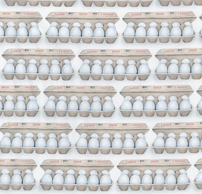 Realistic Egg Cartons from Kiss the Cook Collection for Robert Kaufman Fabric BY THE YARD - 100% Quilt Shop Cotton