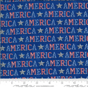 America Words in Lake Blue from America the Beautiful Collection by Deb Strain for Moda Fabric BY THE YARD - 100% High Quality Cotton
