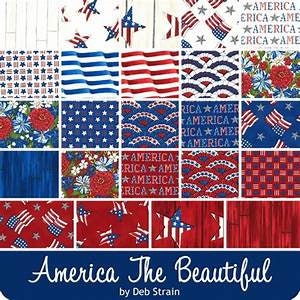 America Words in White from America the Beautiful Collection by Deb Strain for Moda Fabric - 100% High Quality Cotton BY THE YARD