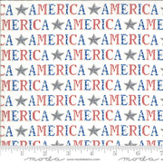America Words in White from America the Beautiful Collection by Deb Strain for Moda Fabric - 100% High Quality Cotton BY THE YARD