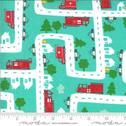 Five Alarm Firefighters and Police in Jet Stream Blue from the On the Go Collection by Moda Fabric BY THE YARD - 100% Quilt Shop Cotton