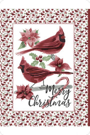 Minky Panel-DISCONTINUED- Merry Christmas Cardinal Birds Digital Cuddle® in Merlot from Shannon Fabrics - 60" Wide- Approx 45"x60"