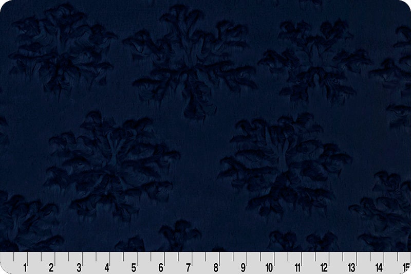 END OF BOLT 35" x 60" Embossed Snowflake Minky - Luxe Cuddle® Snowflake in Navy Luxury Plush from Shannon Fabric