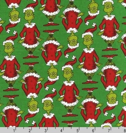 The Grinch on Green from Robert Kaufman'a How The Grinch Stole Christmas from Dr Seuss - 100% Cotton -- CaliQuiltCo EXCLUSIVE