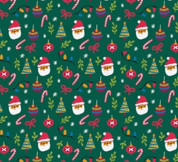 Christmas Eve in Green From Christmas Sweater Cats Collection by Paintbrush Studio Fabric 100% Quilt Shop Quality Cotton- You Choose the Cut
